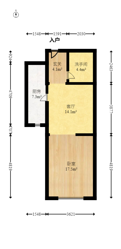 湘水和天下  1室1厅1卫   31.00万室内图1