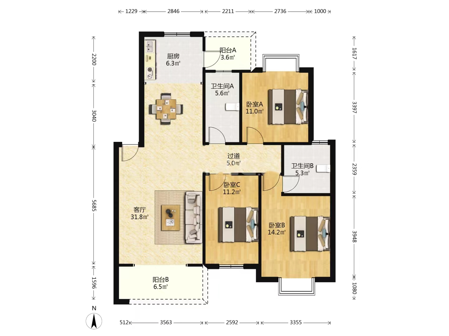 先锋安置小区 3室2厅2卫 33.0万 先锋安置小区 3室2厅2卫 33.0万室内图