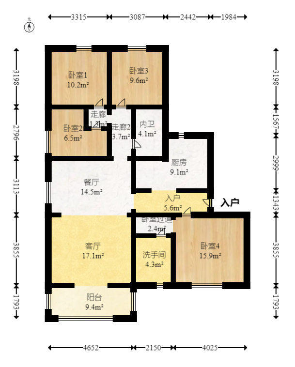 阳光城尚东湾青柠园  4室2厅2卫    130.0万室内图1