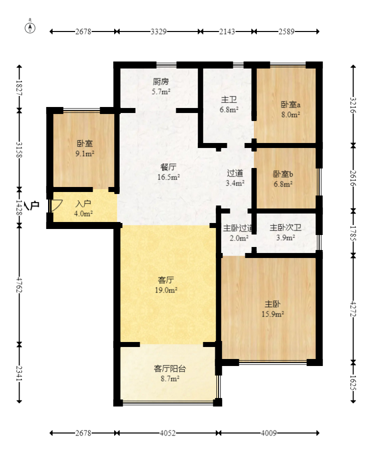 碧桂园翘楚棠  4室2厅2卫   118.00万室内图1