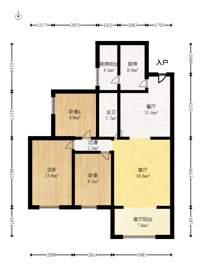 山水湾  3室2厅1卫   75.80万室内图1