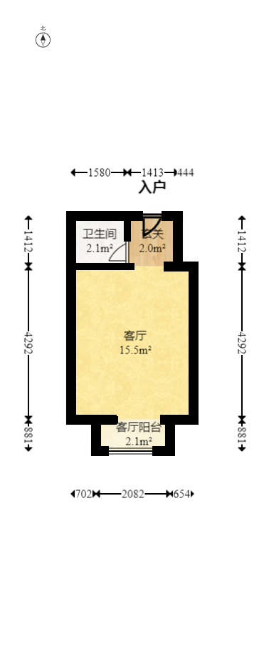荣泰广场  1室1厅1卫   42.00万室内图1