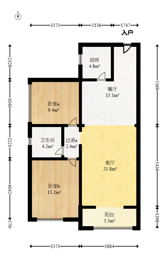 卢浮原著  2室1厅1卫   64.50万室内图1