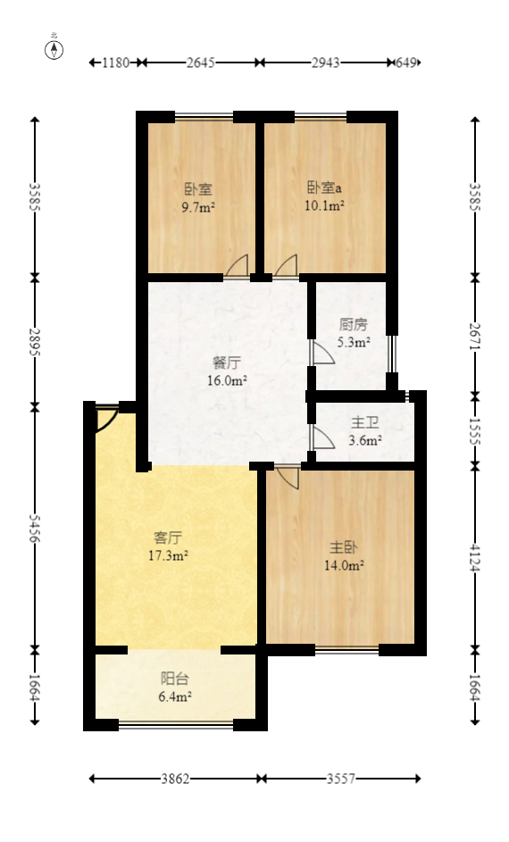 湘瑞家园  3室2厅1卫   45.80万室内图1