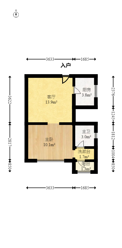 长盛岚庭  1室1厅1卫   38.70万室内图1