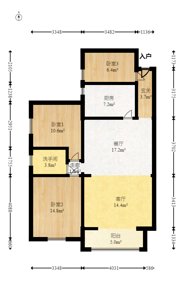 湘樟园小区（湘樟家园）  3室2厅1卫   86.80万室内图1