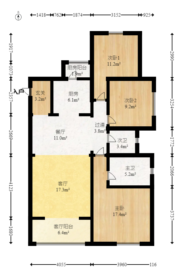 协信星澜汇  3室2厅2卫    154.94万室内图1