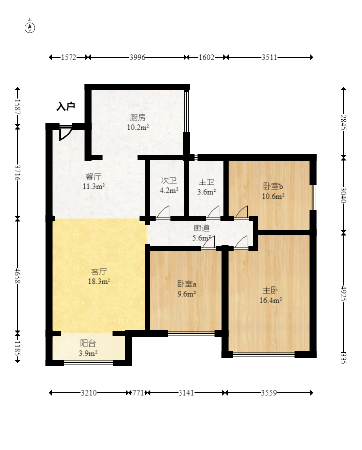 中冶中央公园  3室2厅2卫    152.0万室内图1