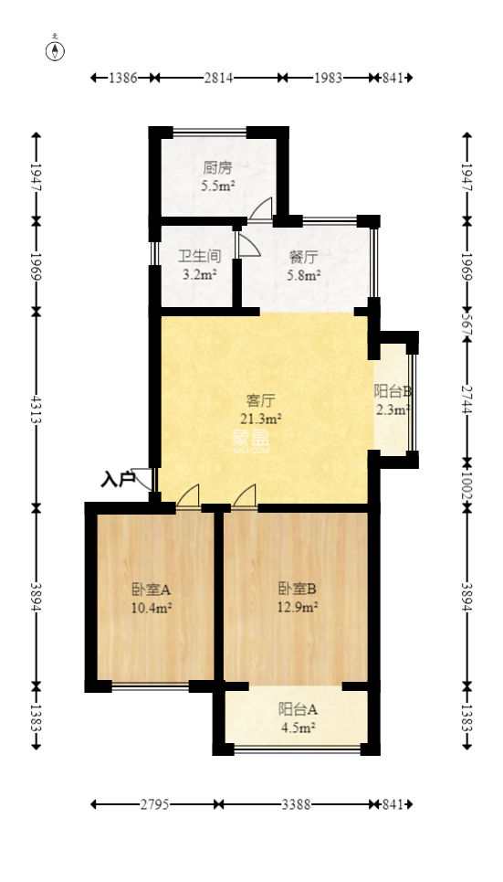 金帆小区  2室2厅1卫   48.00万