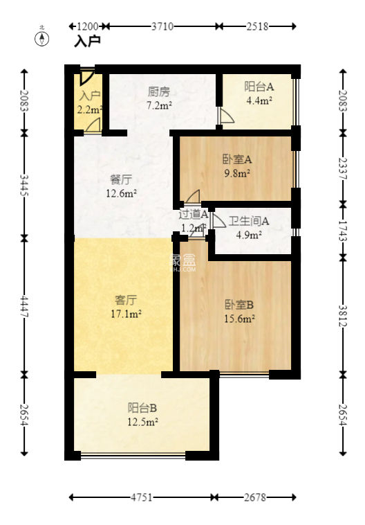 時代傾城二期  2室2廳1衛(wèi)   87.80萬