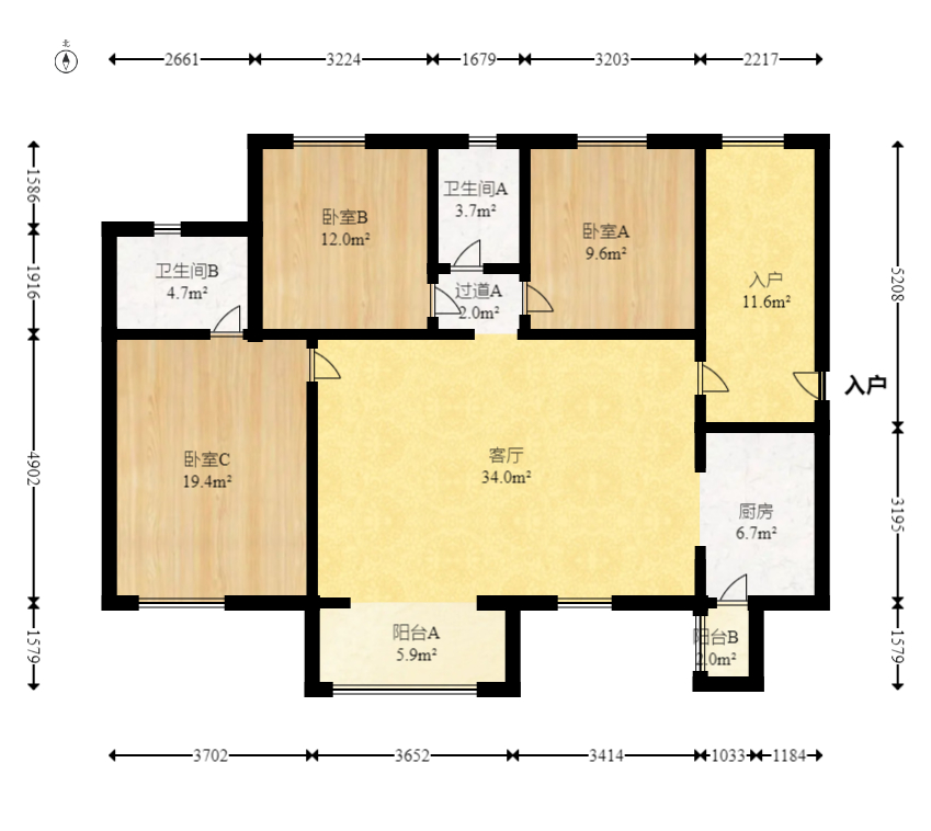 时代倾城五期 3室2厅1卫 115.0万 时代倾城五期 3室2厅1卫 115.0万户型图