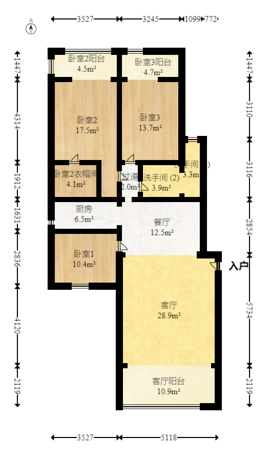 益佳苑  3室2厅2卫   128.00万室内图1