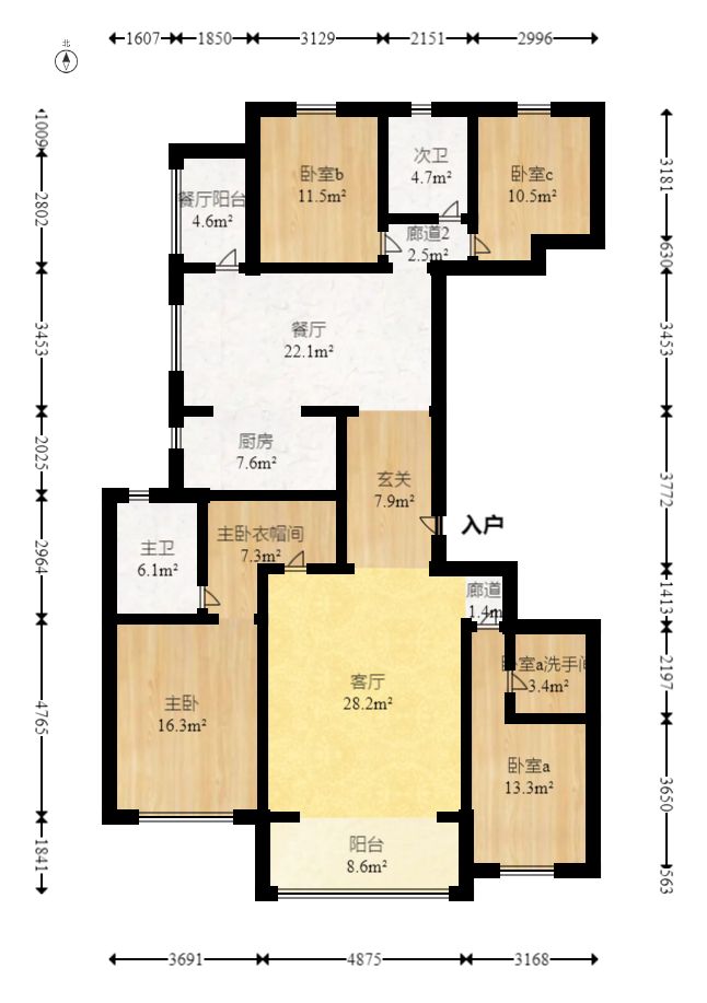梅溪华府（新城金茂梦想华府）  4室2厅3卫   330.00万室内图1