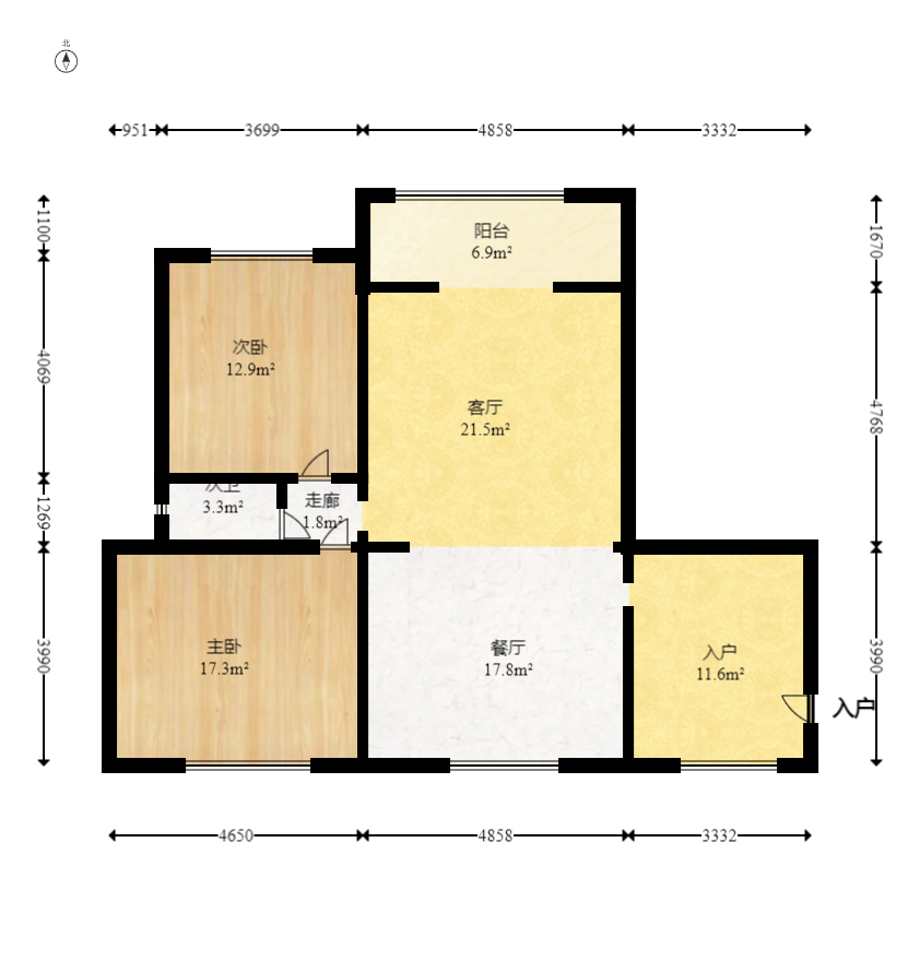 金域湾畔 2室2厅1卫 188.0万 金域湾畔 2室2厅1卫 188.0万户型图