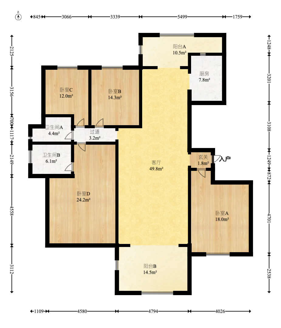 藏珑湖上国际花园 4室2厅2卫 248.0万 藏珑湖上国际花园 4室2厅2卫 248.0万户型图