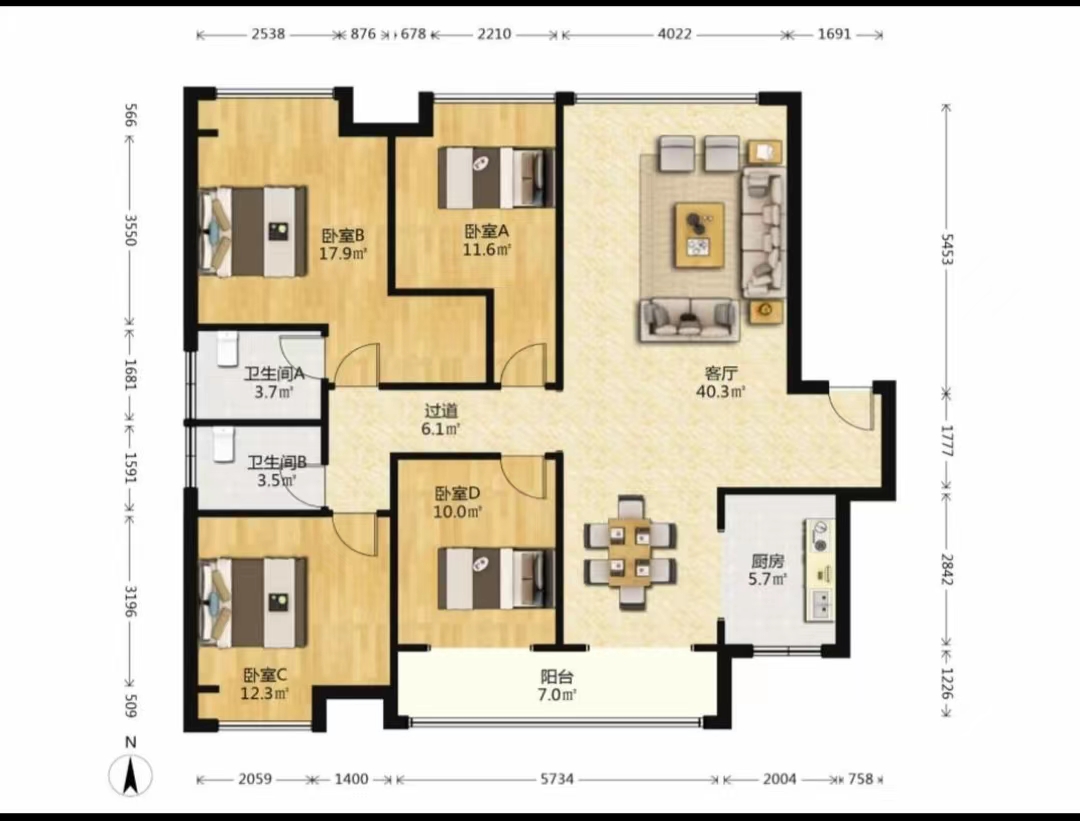 朗廷览江  4室2厅2卫    85.0万 朗廷览江  4室2厅2卫    85.0万室内图