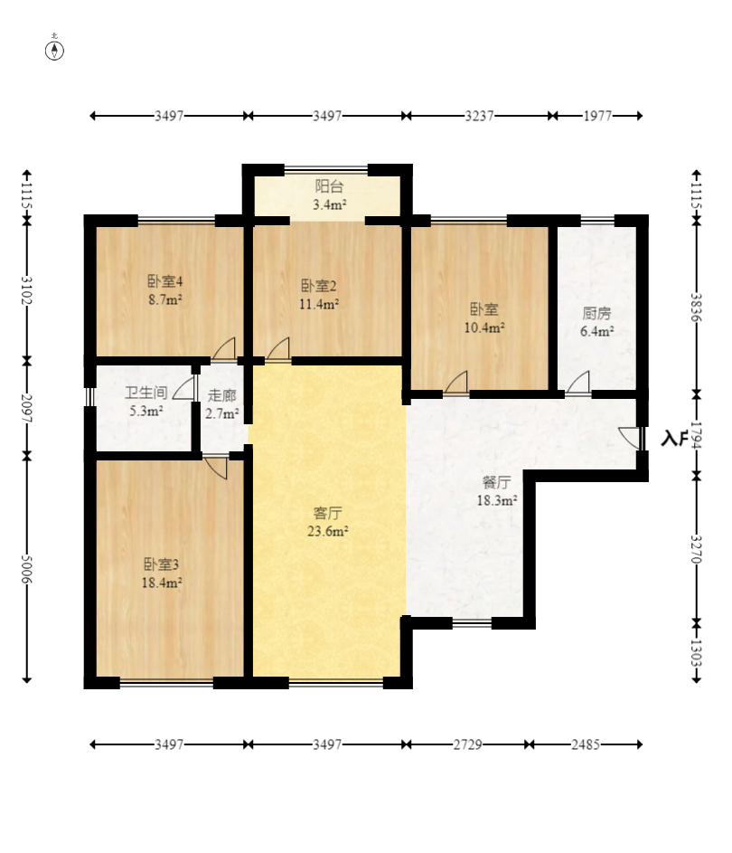 东方美地  4室2厅1卫    93.8万 东方美地  4室2厅1卫    93.8万户型图