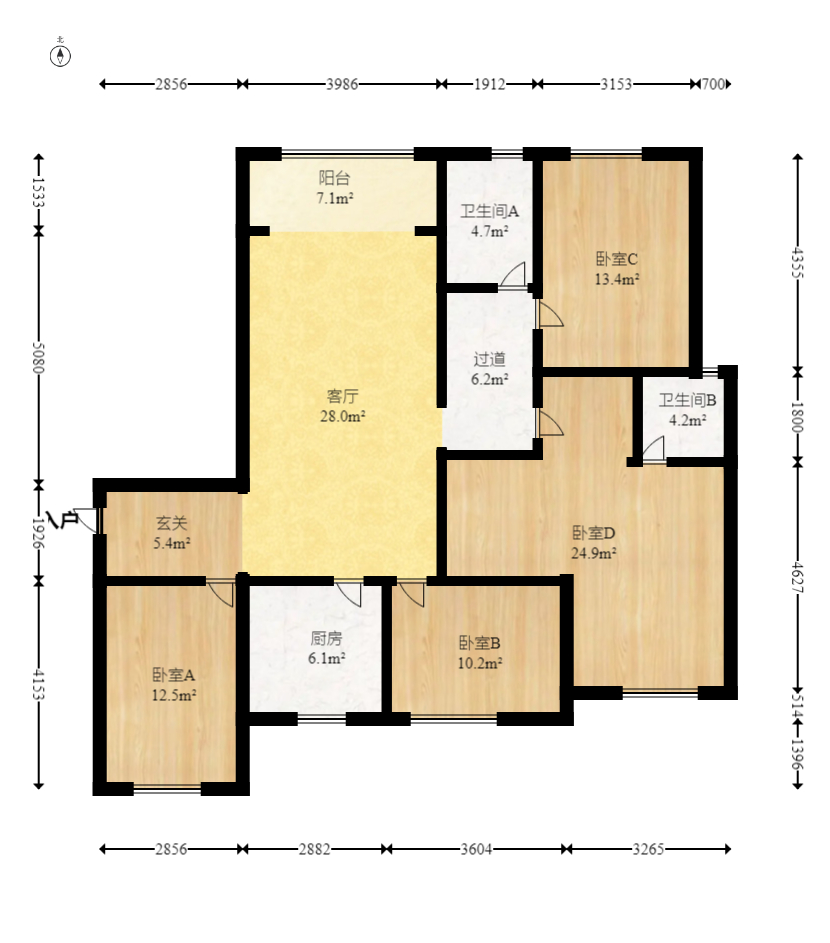 悦湖山 4室2厅2卫 120.0万 悦湖山 4室2厅2卫 120.0万户型图