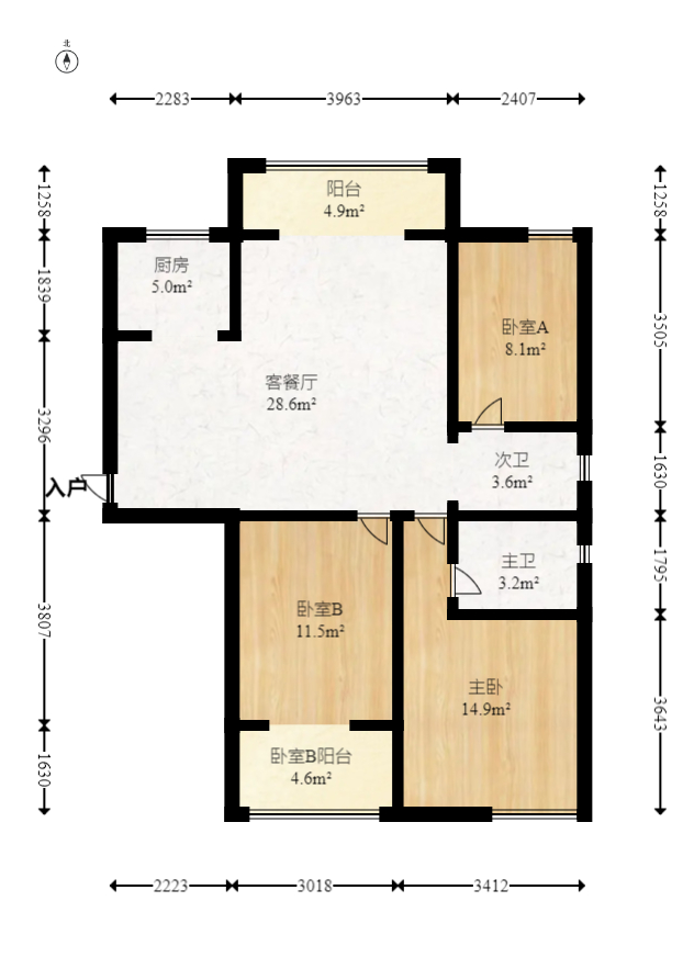 盛景谷山里  3室2厅2卫   99.80万室内图1