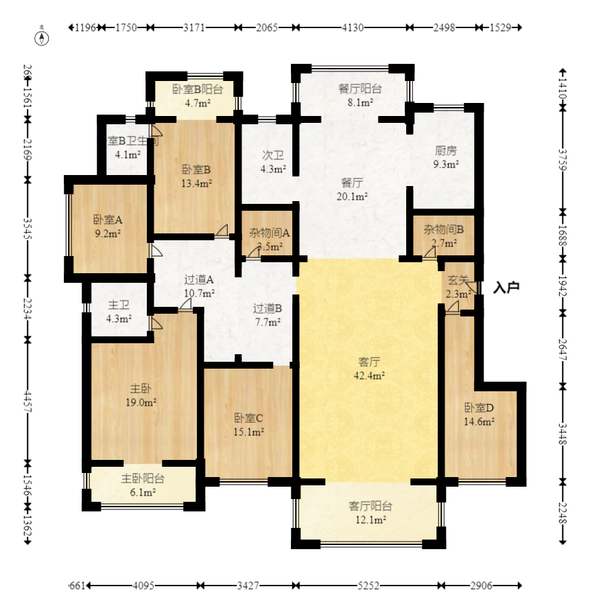 八方小区B区  5室2厅2卫   1199.00万室内图1