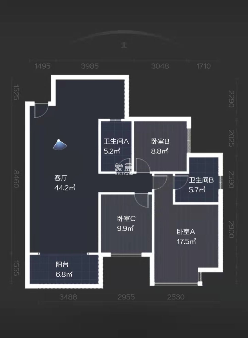 紫金华府  3室2厅2卫   66.00万