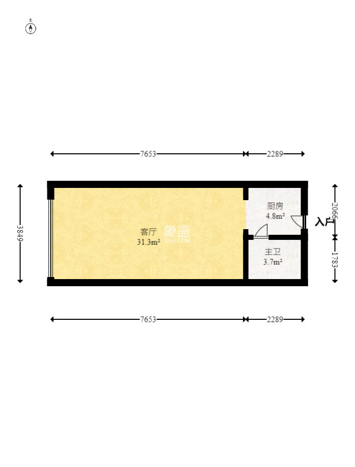摩天一号  1室1厅1卫   43.00万