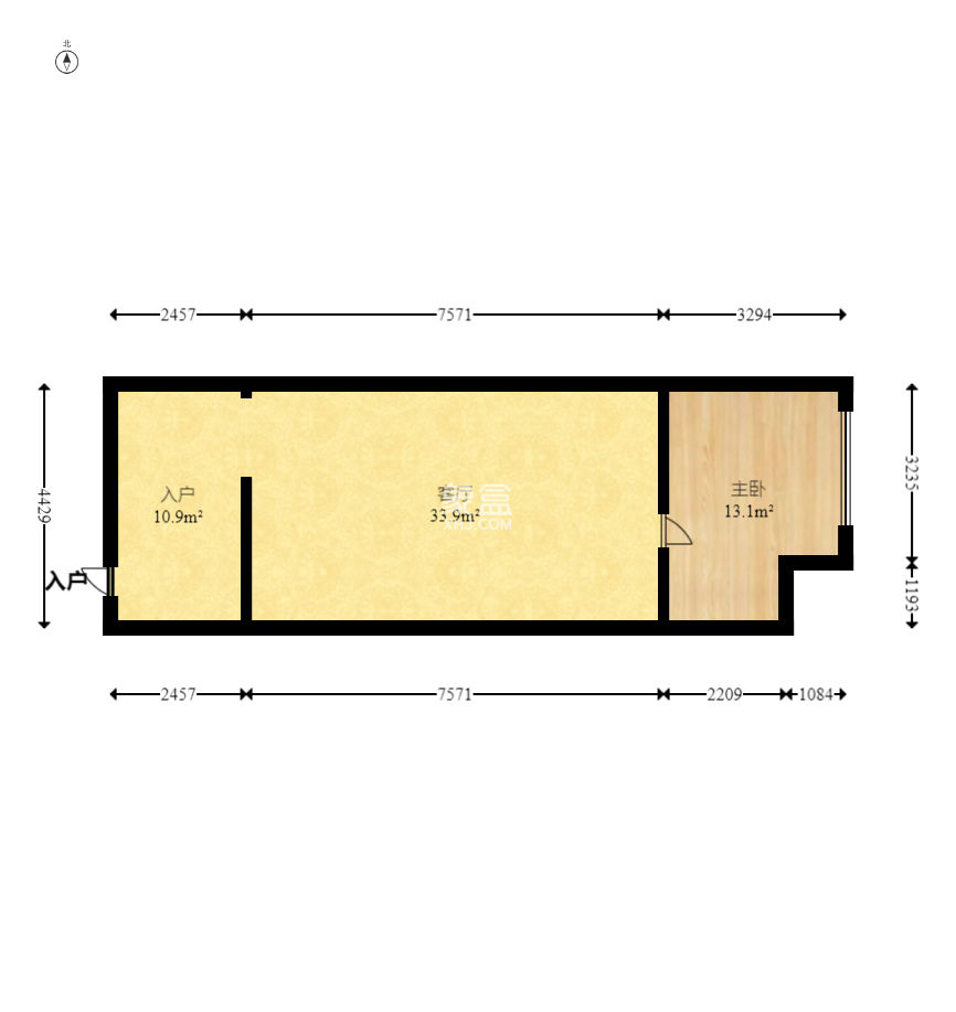 藍色地標  1室1廳1衛(wèi)   55.00萬