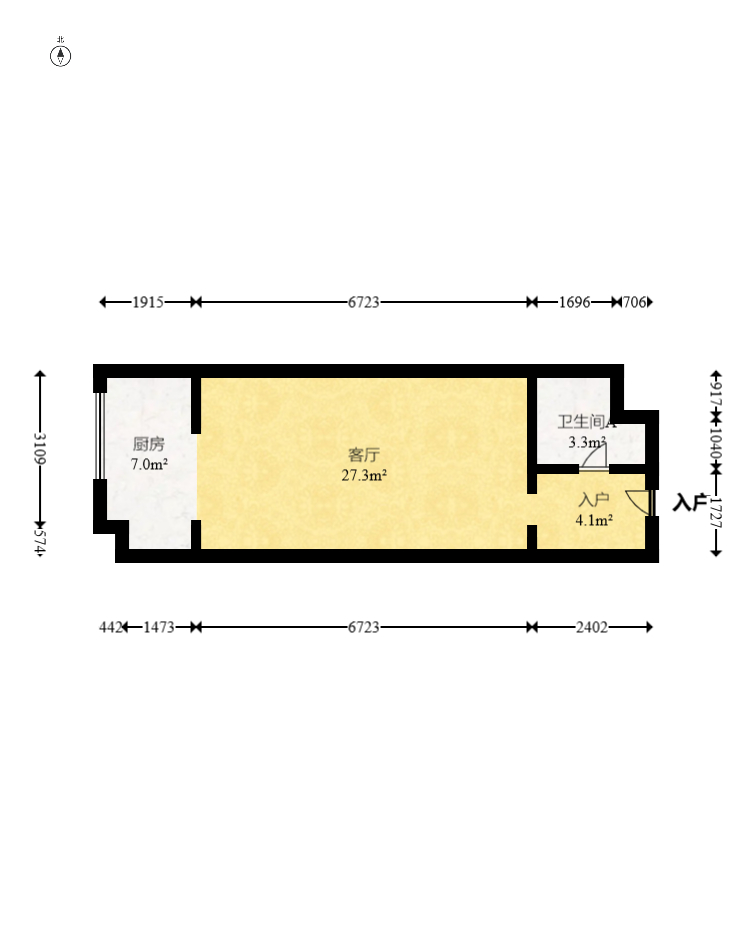 明发国际城  1室1厅1卫    45.0万 明发国际城  1室1厅1卫    45.0万户型图