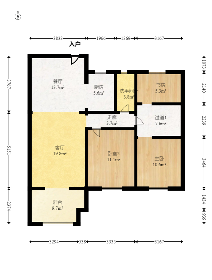 明昇壹城（明昇时代广场）一期  3室2厅1卫    159.0万室内图1