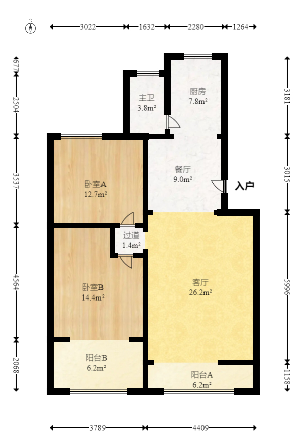 长重机械厂宿舍  2室2厅1卫   68.00万室内图1
