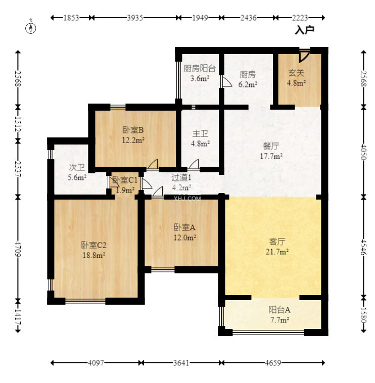 新城新世界一二三期  3室2厅2卫   112.00万