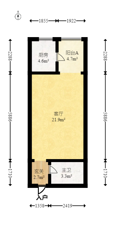中城丽景香山园  1室1厅1卫   35.00万室内图1