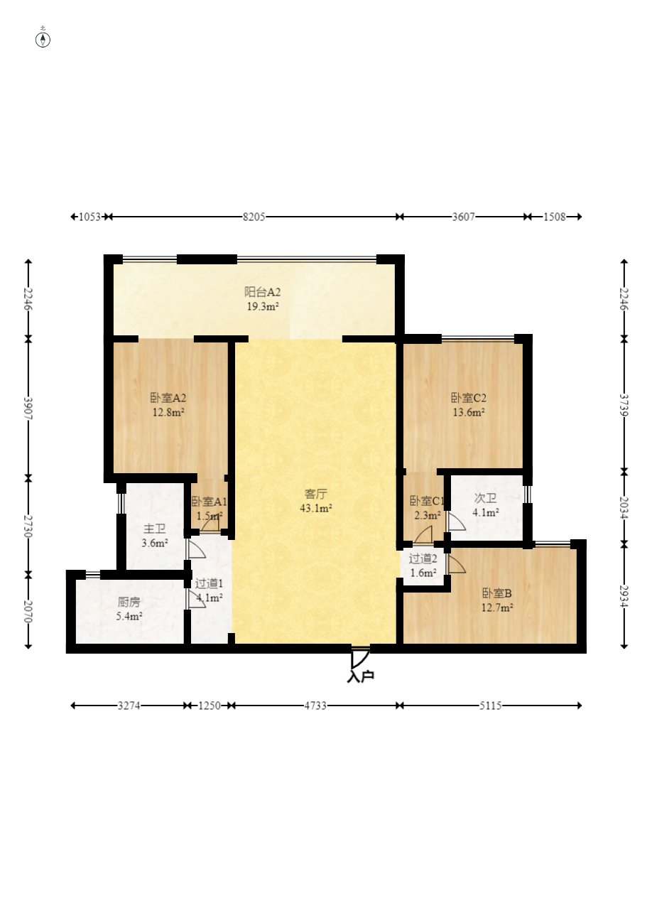 明昇壹城（明昇时代广场）二期  3室2厅2卫    140.0万室内图1