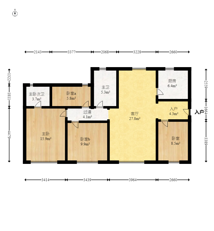保利香槟国际 4室2厅2卫 99.8万 保利香槟国际 4室2厅2卫 99.8万户型图