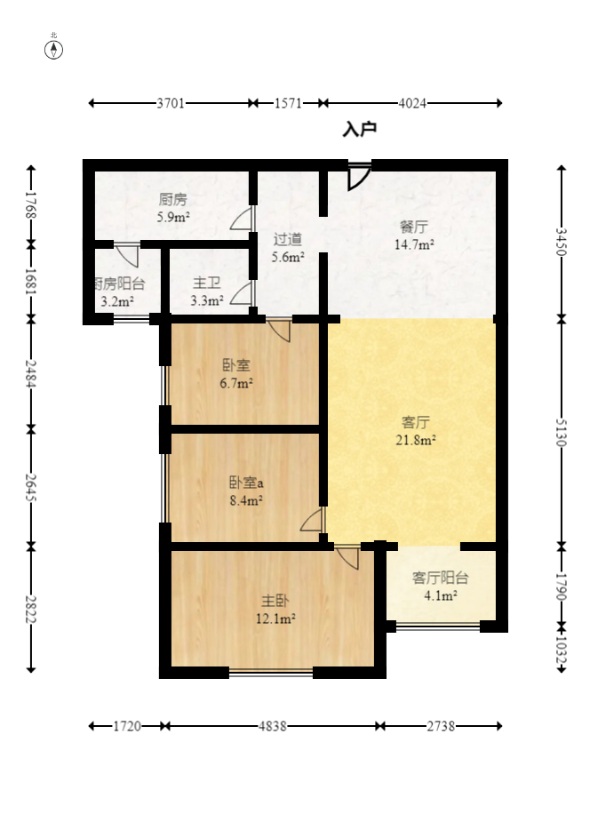 三一街区  3室2厅1卫    81.92万室内图1