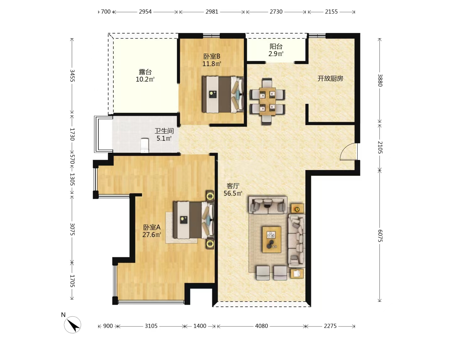 磐龙生态社区 3室2厅1卫 39.0万 磐龙生态社区 3室2厅1卫 39.0万室内图