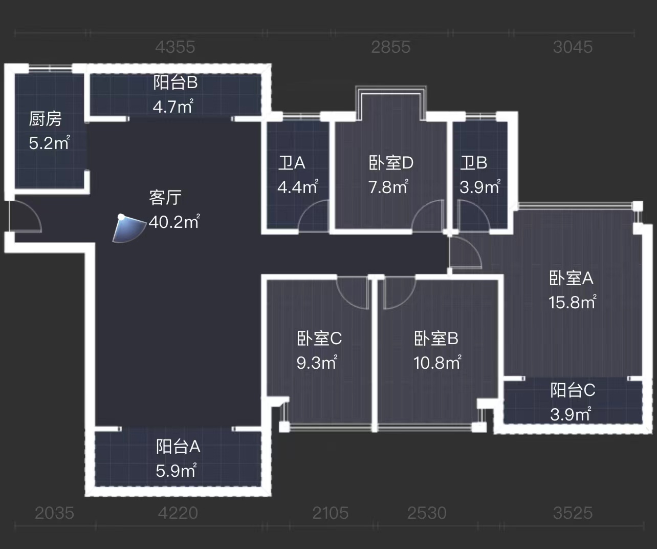 香江豪苑  4室2厅2卫   90.00万室内图1