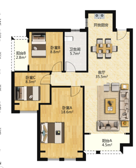 泰山一号  3室2厅1卫    38.0万 泰山一号  3室2厅1卫    38.0万室内图