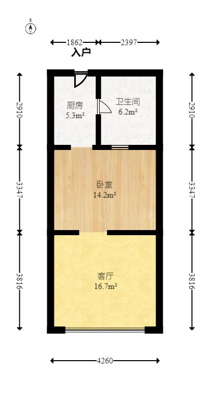 麓谷坐标  1室1厅1卫   43.00万室内图1