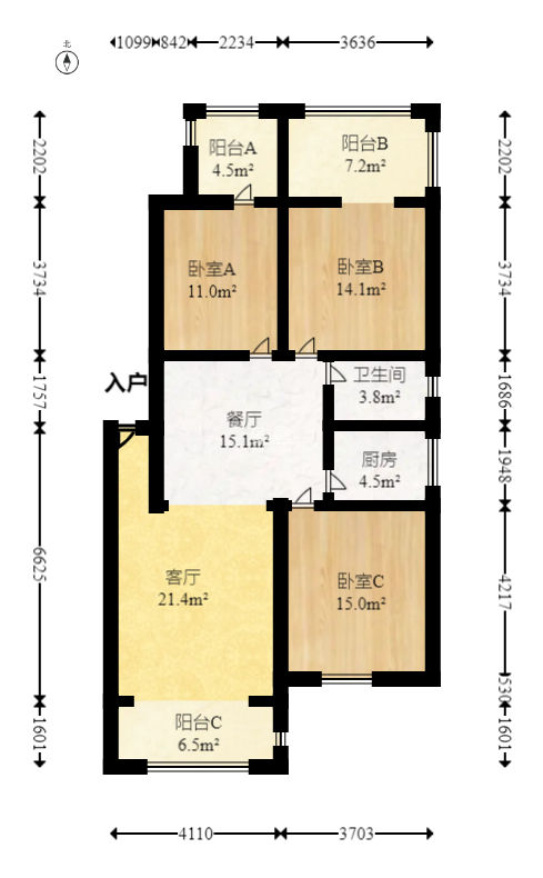福興閣  3室2廳1衛(wèi)   88.00萬(wàn)