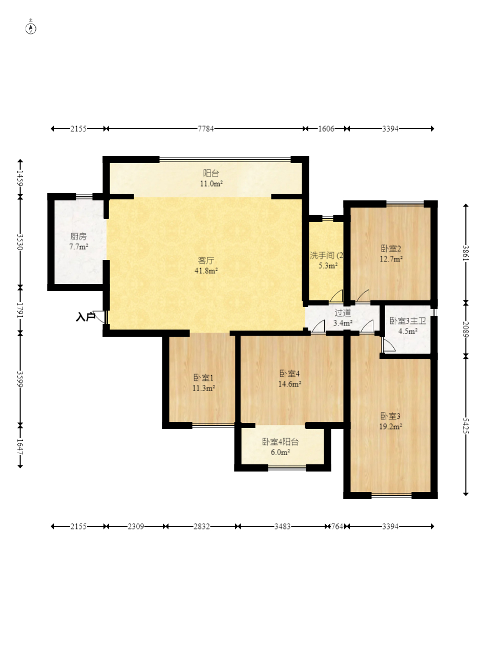 建发中央悦府  4室2厅2卫    220.0万室内图1