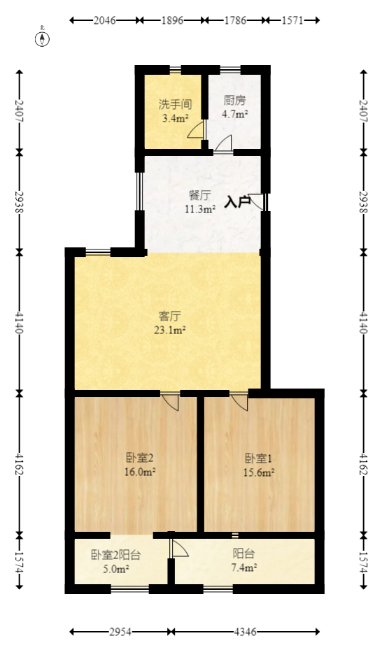 省水院宿舍  2室2厅1卫   95.00万室内图1
