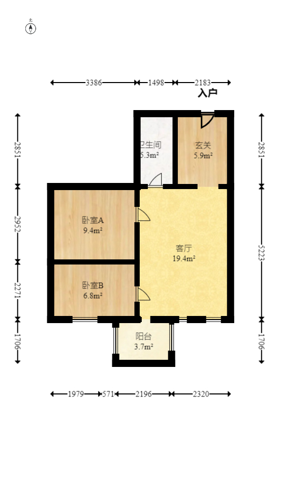 上林紫郡（锦顺和园）  2室1厅1卫   55.00万室内图1