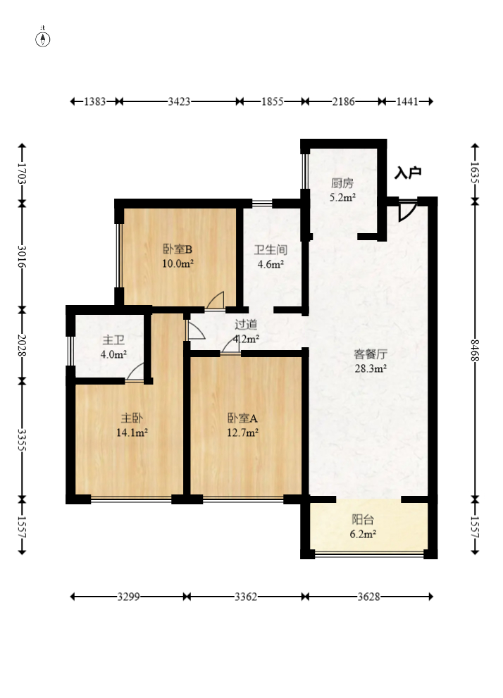钰龙天下二期（钰龙佳园）  3室2厅2卫   258.00万室内图1