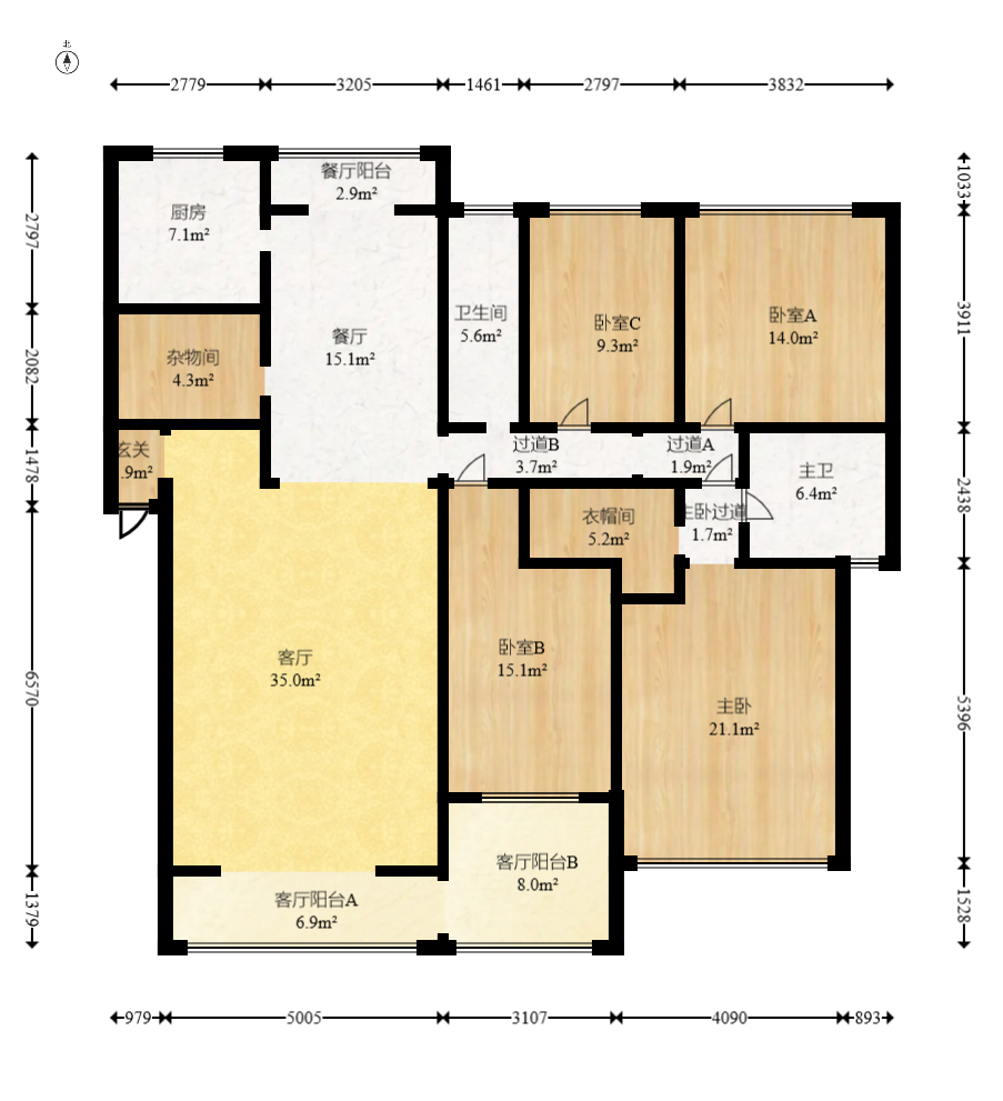 八方小区D区  4室2厅2卫   541.00万室内图1