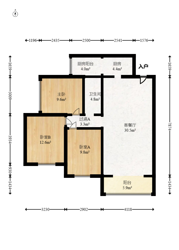 芙蓉别墅山庄（嘉湘华庭）  3室2厅1卫   150.00万室内图1