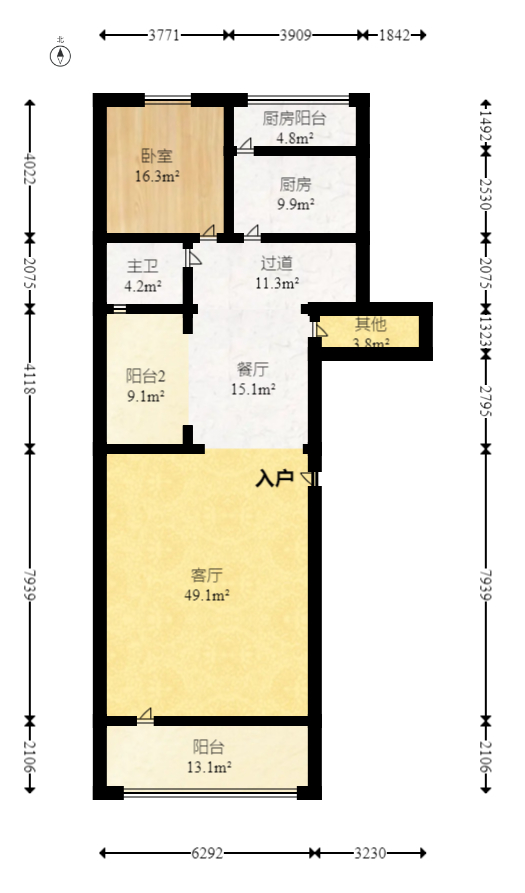 珠江郦城璞墅  5室2厅2卫   413.80万室内图1
