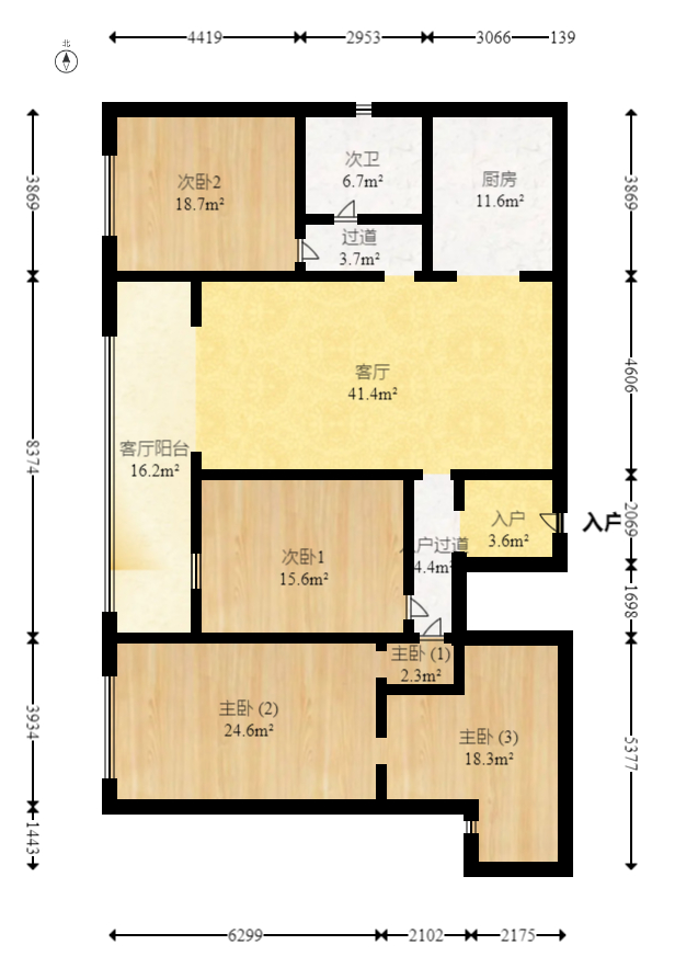 万科紫台  3室2厅2卫   225.00万室内图1