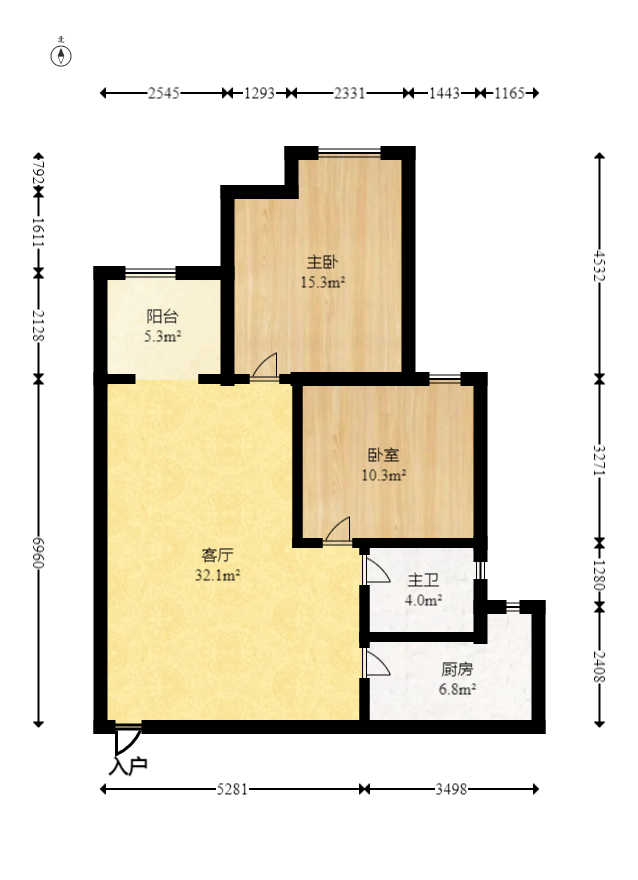 湘域中央  2室2厅1卫   150.00万室内图1