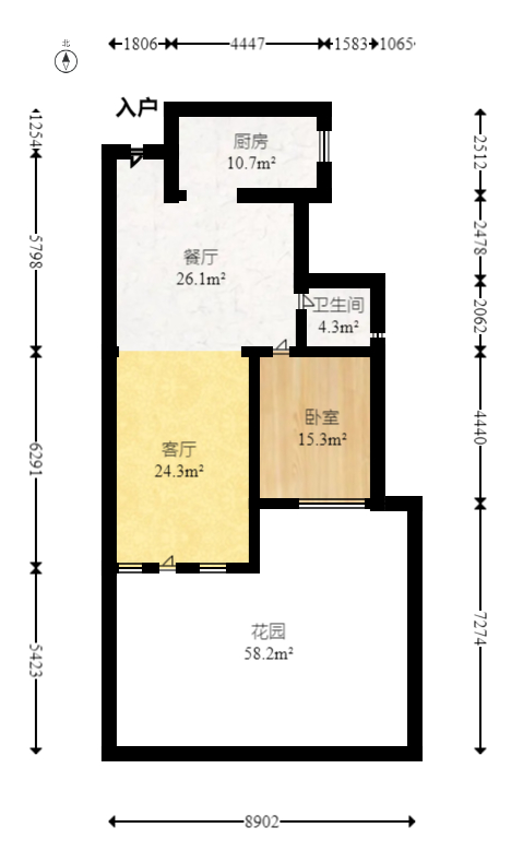恒大华府  3室2厅2卫   220.00万室内图1